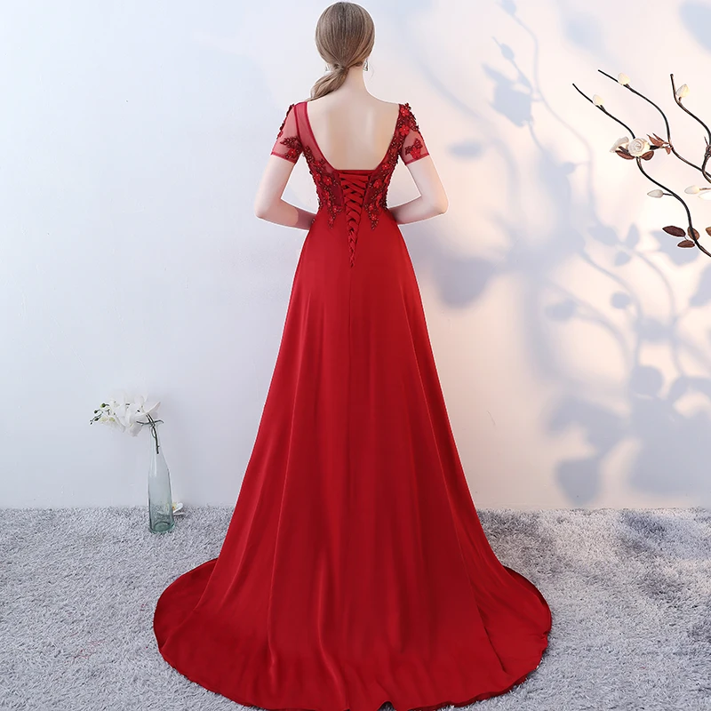 SSYFashion Новое роскошное атласное длинное вечернее платье невесты элегантное