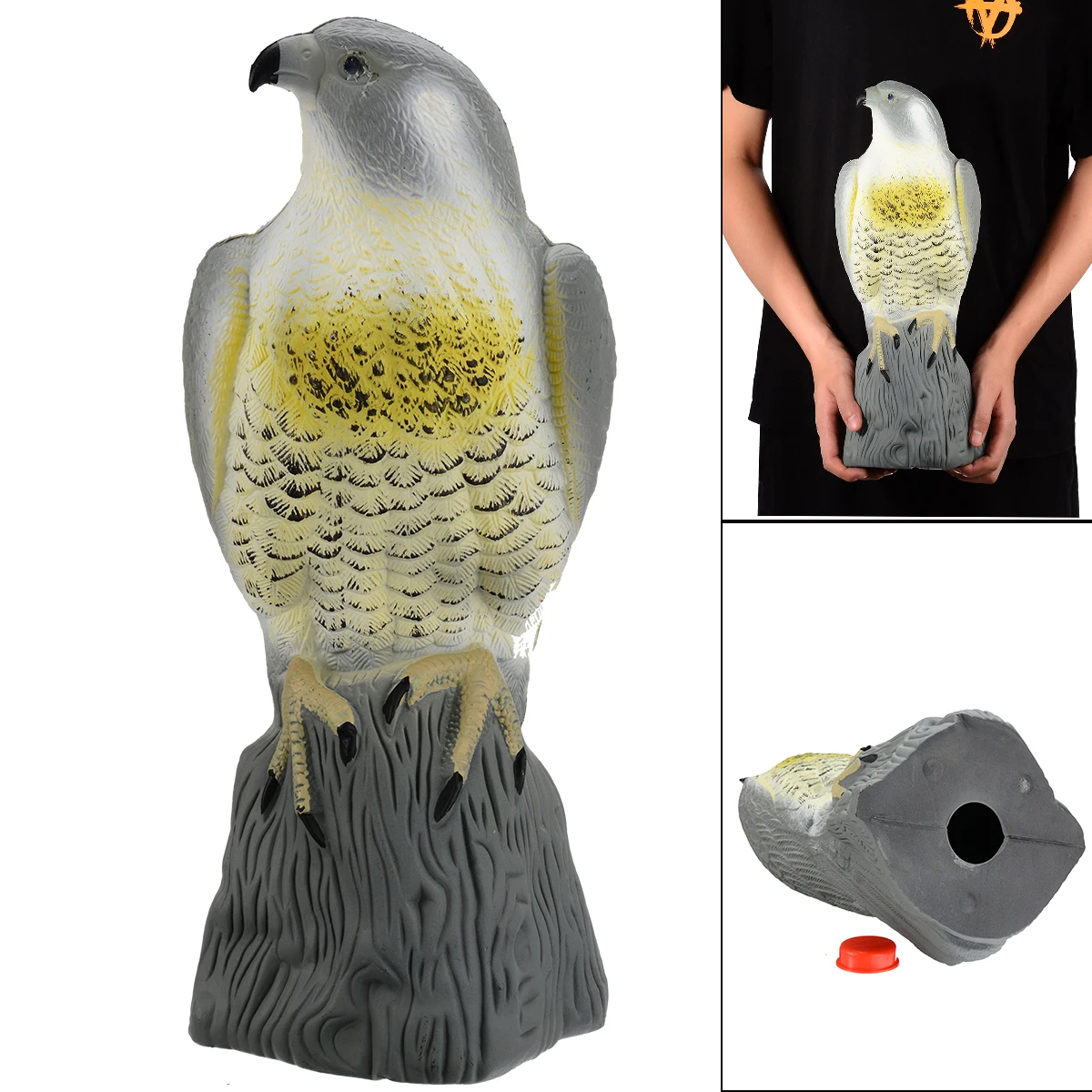 Realistic Fake Falcon Owl Hawk Hunting Decoy Deterrent Scarer Repeller for Garden Decor