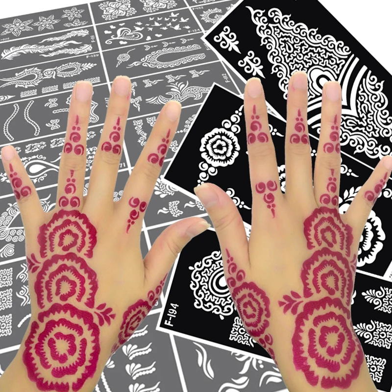 3 шт Mehndi хна ручные трафареты для женщин краски для тела и лица Искусство Аэрограф хна татуировки шаблоны трафарет для рисования DIY Индийский стиль