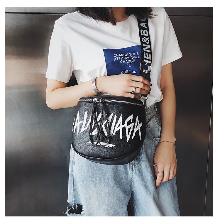 

Women's Fashion Pu Leather Shoulder Bag Broadband Crossbody Shoulder Bag Graffiti Printing Bucket Bag Cute Leisure Bags