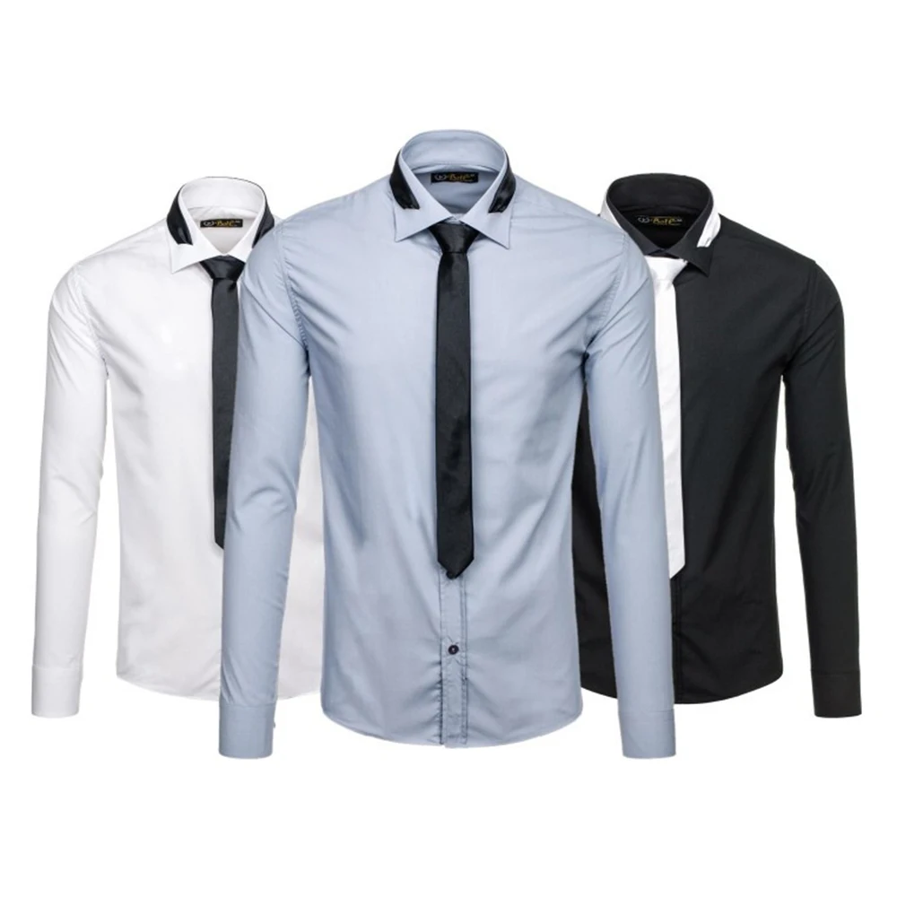 Мужская деловая рубашка с длинным рукавом ZOGAA повседневная облегающая