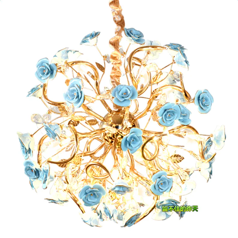 

French living room ceramic wall lamp American garden flower bedroom room bedside wall lamp simple background wall lamp