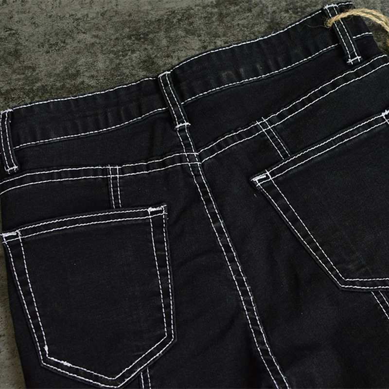 

YiQuanYiMei Fashion Women Jeans High Waist Elastic black Skinny Slim Jeans Trousers For Women Pencil Pants Spliced jean woman