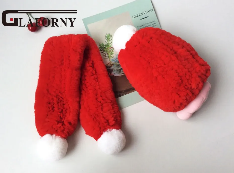 Glaforny/Новинка года; шапка с кроличьим мехом и шарф для детей; зимние теплые меховые шапки; меховые шарики