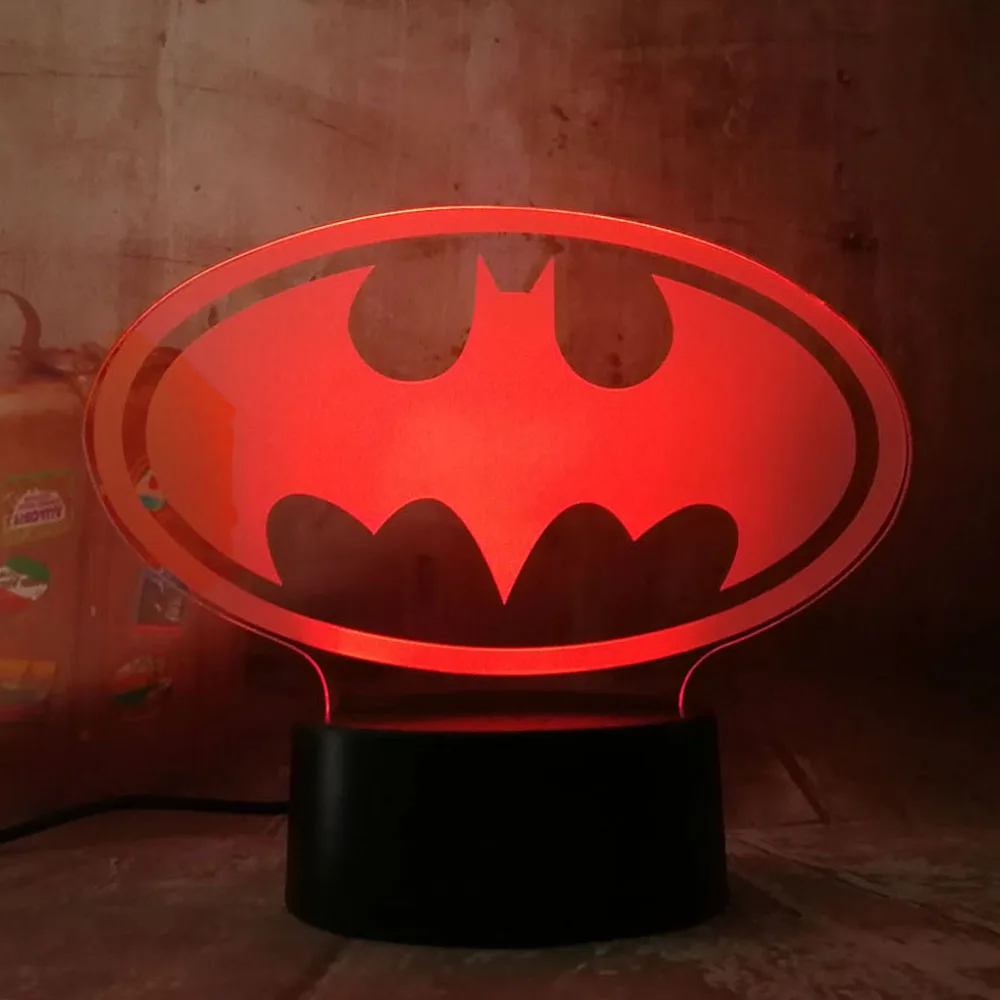 Новый крутой 3D светодиодный светильник Лиги Справедливости DC Бэтмен символ