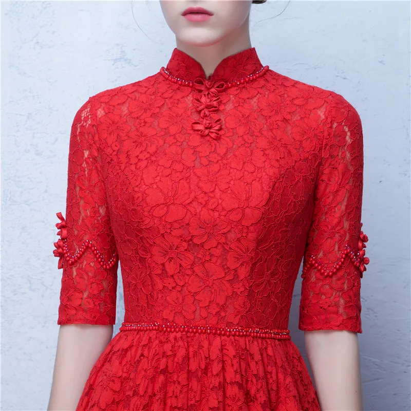 Платья для выпускного вечера 2020 Vestido Festa Longo с высоким воротом элегантные Красные