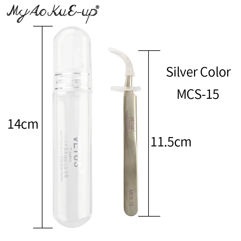 Mcs 15 Silver Новая серия MCS Премиум Пинцет норковые ресницы удлинение качество ультра тонкий высокая точность нержавеющая сталь антистатические пинцеты - Цвет: Mcs 15 Silver