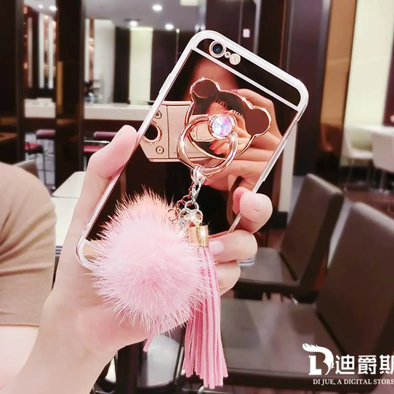Мягкий силиконовый кольцо зеркало случае Coque чехол для Huawei P9 P10 lite плюс P8 Lite 2017