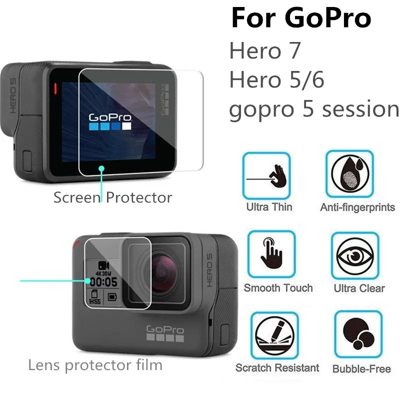 Закаленное стекло для GoPro Hero 7 6 5 Session защита экрана камеры Защитная пленка