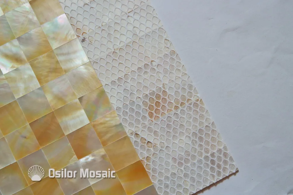 Бесплатная доставка 100% Морская ракушка желтая перламутровая мозаичная плитка