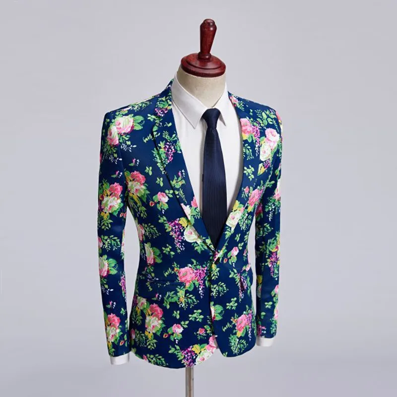 Мужской костюм мужской Модный повседневный с принтом из двух предметов (пиджак +