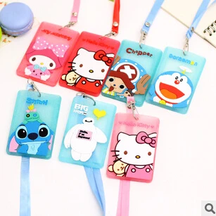 1 шт. кавайный мультфильм hello kitty Baymax флуоресцентная пудра силиконовая Обложка для автобусной карты висячая школа работа Id карты держатель паспорта