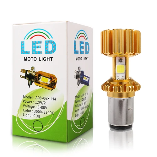 YCCPAUTO 1Pcs BA20D LED Motorcycle Headlight H6 LED Moto Bulbs For MotorBike Scooter ATV COB HeadLamp Fog Lights 6000K 12-30V - Цвет: 4COB 24W