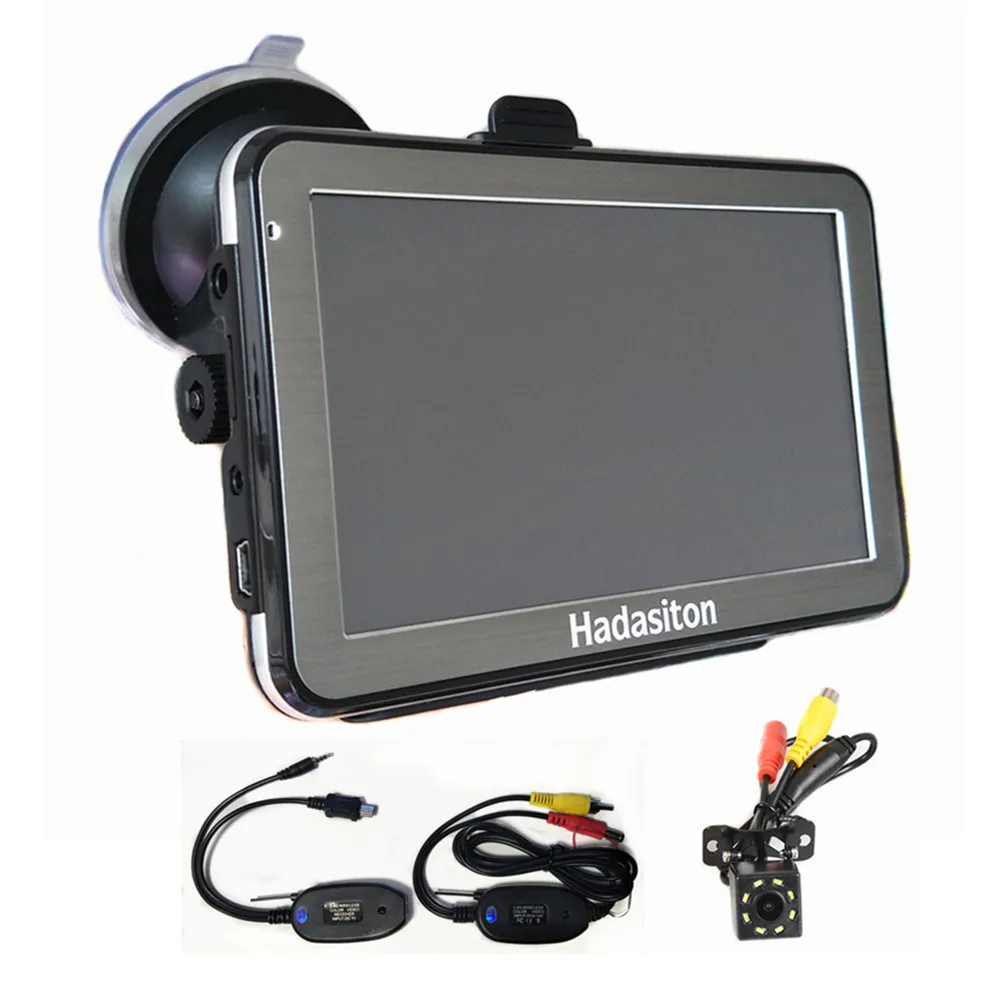 With wireless camera " Автомобильный gps-навигатор 8 GB Sat Nav многоязычный+ fm-передатчик+ Бесплатные карты, Bluetooth AV-IN и камера заднего вида опционально - Размер экрана, дюймов: With wireless camera