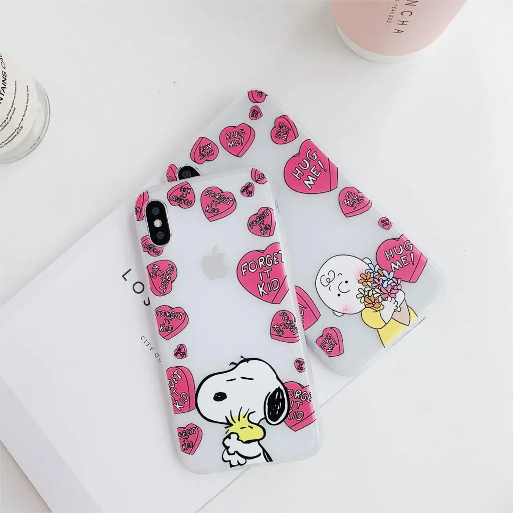 Чехол для iphone X милый мультяшный чехол телефона Snoopy Charlie 6 S 7 8 Plus XR XS Max матовый