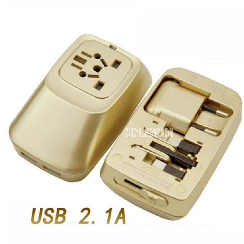 

New GZWP998 Two USB Port Charging World Travel Adapter Universal International Plug Adapter AC Power Plug Socket 110V-240V 1500W