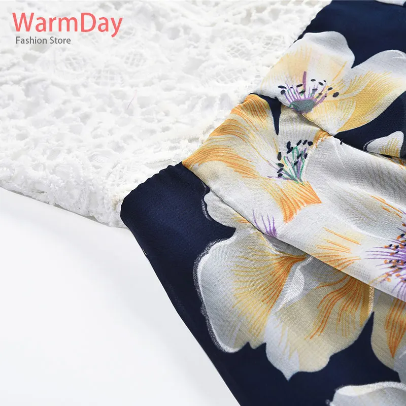 warmday 2019 summer party casual women elegant lace ladies wide leg short jumpsuits streetwear chiffon print floral sexy jumsuit | Женская