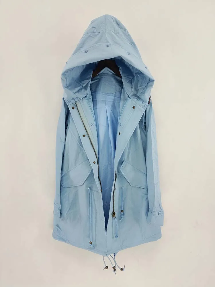 Sky Blue Новинка, осенне-зимнее женское пальто, длинный Тренч, женское нижнее белье, уличная верхняя одежда с капюшоном, люксовый бренд размера плюс - Цвет: Sky Blue