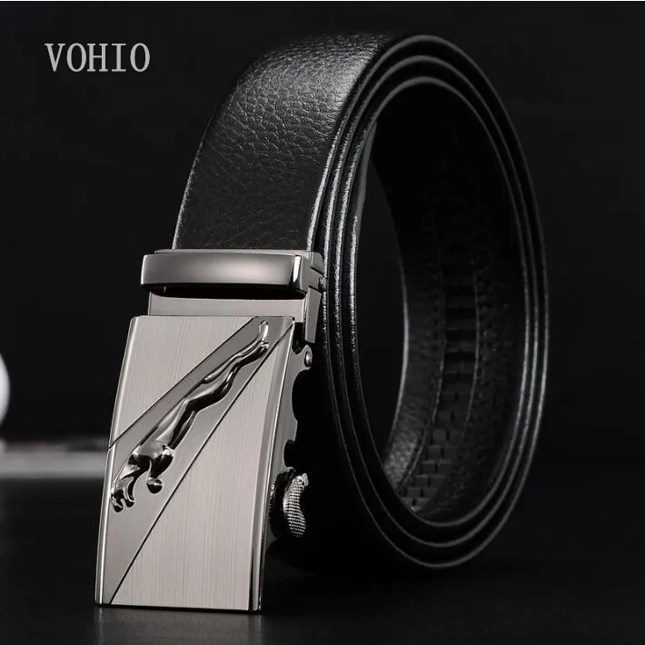 Ремень мужской из 2017 натуральной кожи автоматический черный с металлической