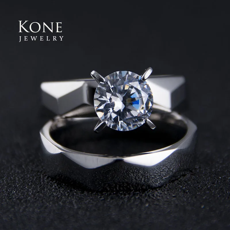 Trendy Couple Ring Midi Crystal Stone Stainless Steel Two For Women Proposal Gift Party Drop Ship | Украшения и аксессуары
