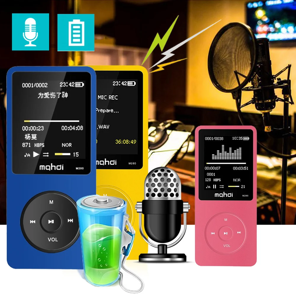 Новый 1 8 Экран M280 Динамик MP3 плеер ГБ mp3 Спорт Видео FM Регистраторы электронная