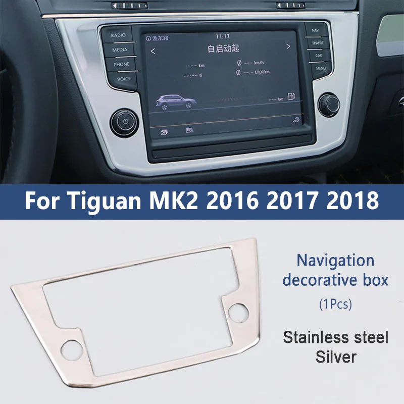 E ZD Car Covers Dashboard AC Navigator Panel Stickers For VW Tiguan 2 MK2 Accessories For Volkswagen Tiguan 1pcs - Название цвета: E