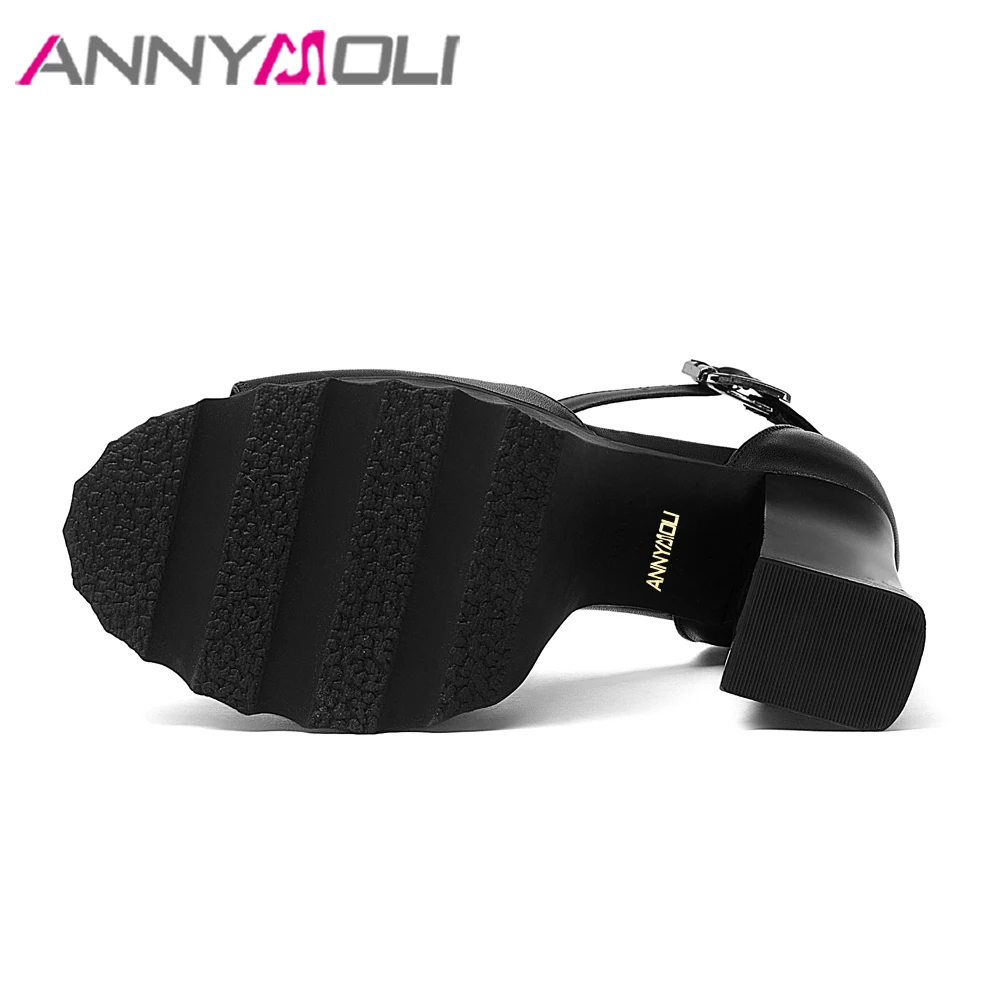 ANNYMOLI/женские босоножки из натуральной кожи Обувь на платформе и высоком каблуке