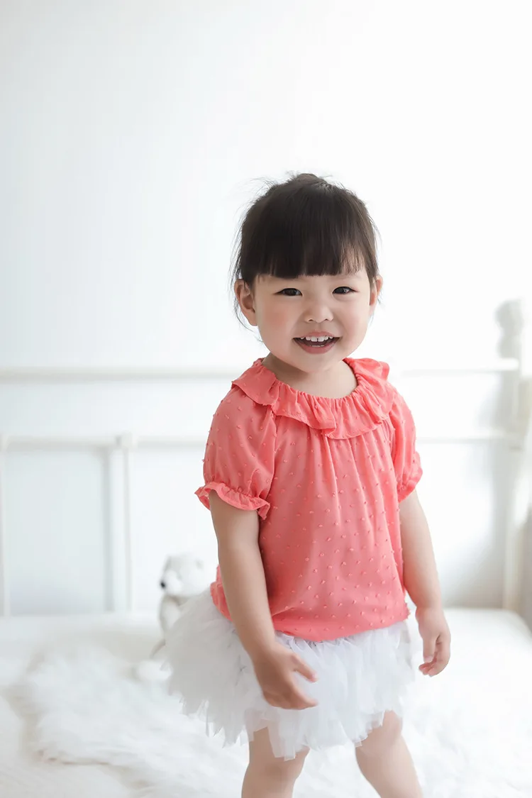 Летняя блузка в горошек для девочек хлопковая одежда маленькой принцессы разных