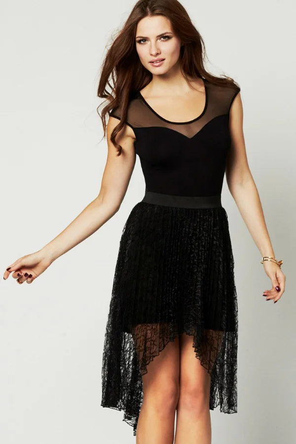 new 2014 Black Mesh &amp Pleated Lace Patchwork Skater Dress Brief Cute Club Night Cocktail Formal Summer Party Dresses LC6570 | Женская