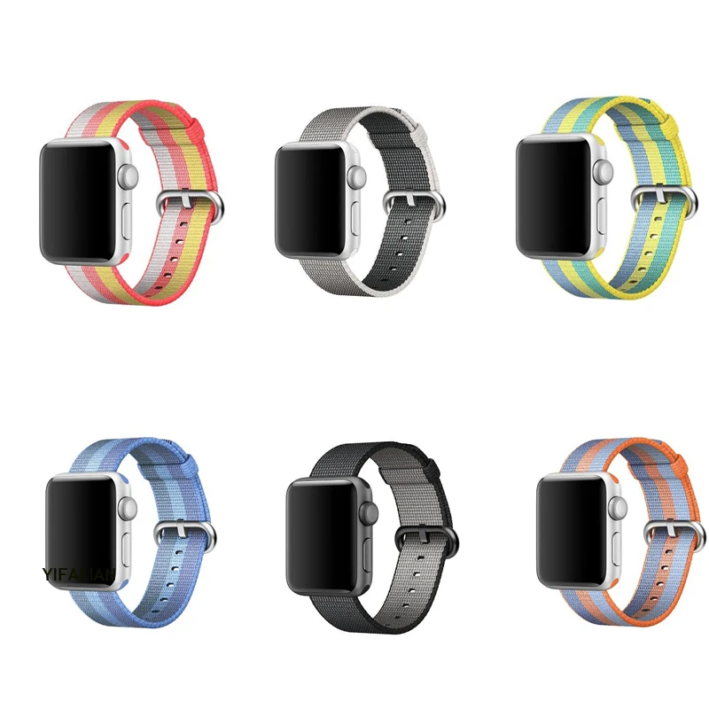 Тканые Пояса для Apple Watch band 42 мм 44 мм нейлоновый ремешок Спортивная петля тканевые ремешки для iwatch 5 band 38 мм 40 мм серии 5/4/3/2/1