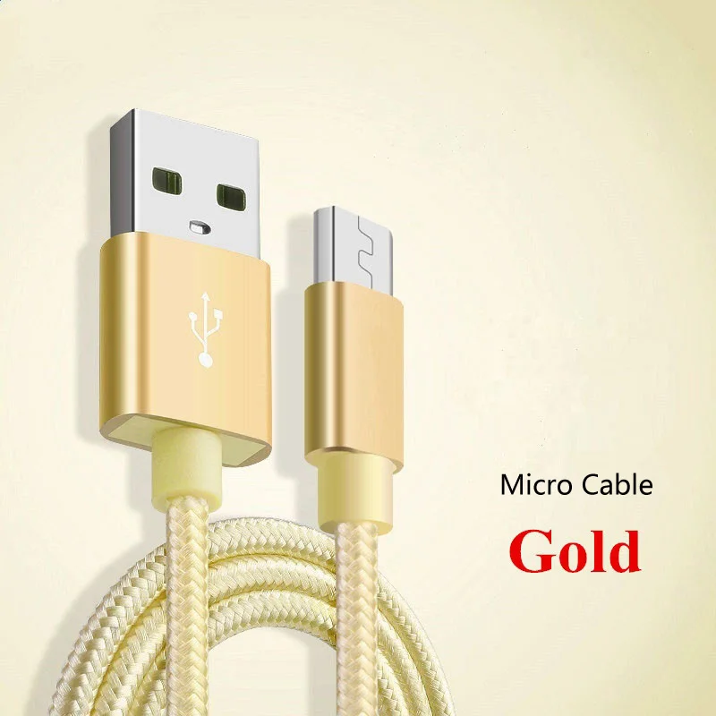 Золотой Micro USB нейлоновый плетеный кабель для передачи данных кабель передачи данных для быстрой зарядки для samsung huawei Xiaomi LG sony кабель синхронизации данных и зарядки - Цвет: Золотой