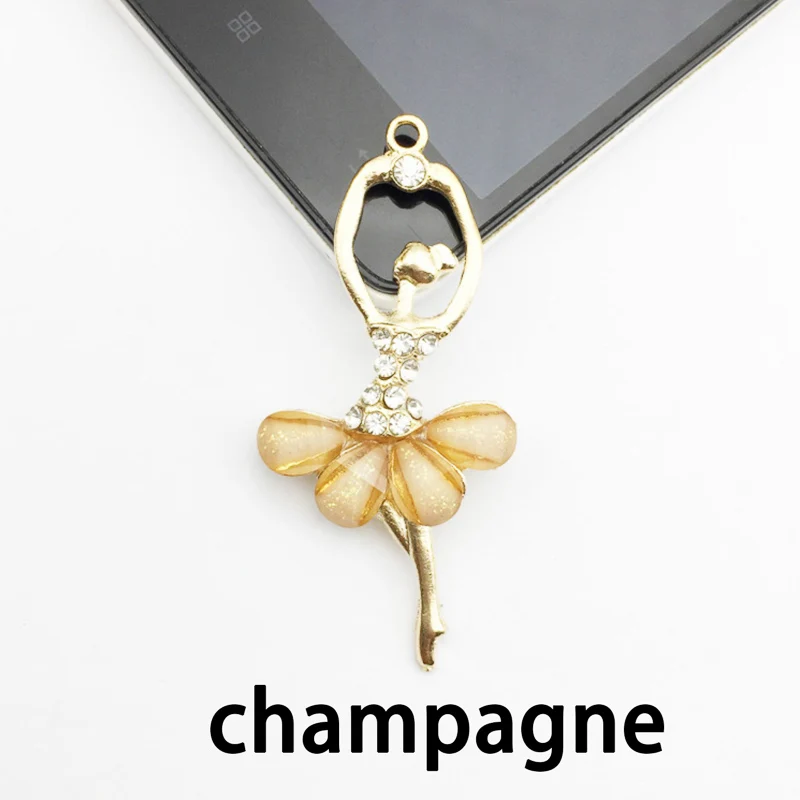 champagne 5 шт./партия, 2,8x5,9 см, Модный Красочный танцор балет для девочек, танцевальное ожерелье с подвеской для девочек, Рождественский подарок на день Святого Валентина - Окраска металла: champagne