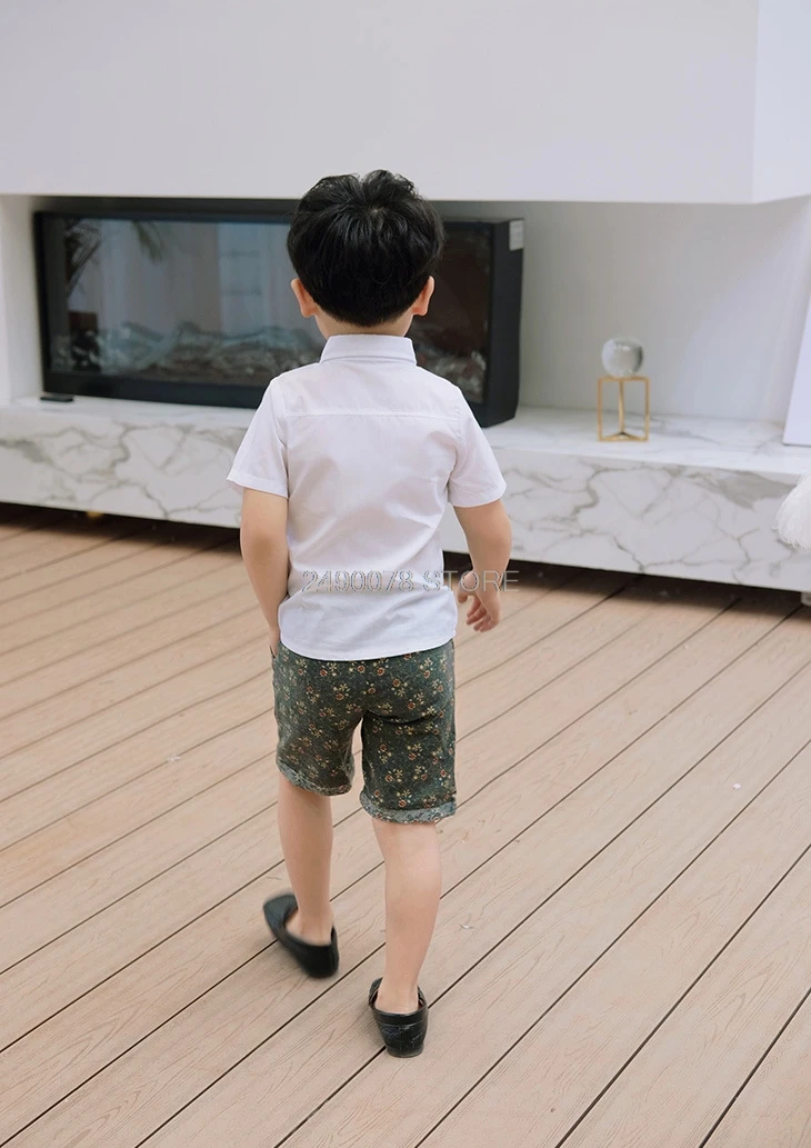 2019 цветочный летний костюм для мальчиков футболка и шорты комплект детской