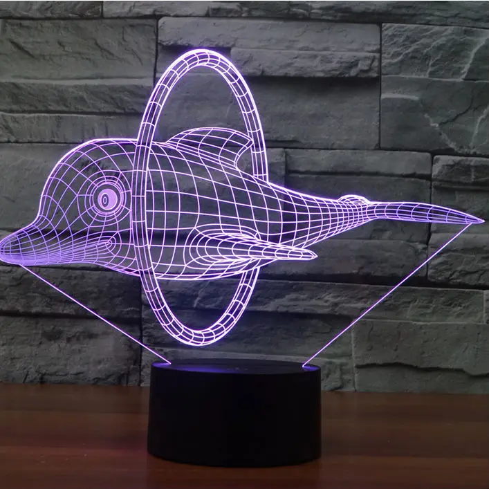 

Светодиодный ночник с 3d-изображением дельфина, настольный светильник с сенсорным выключателем и питанием от USB, 7 меняющихся цветов, украшен...