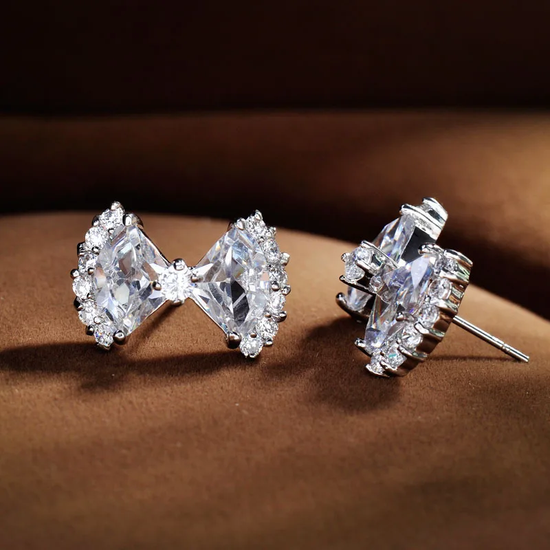 GAOLAFree Shipping HOT Fashion Change Blue Zircon Stud Earrings/Bow Earrings GLE0158 |