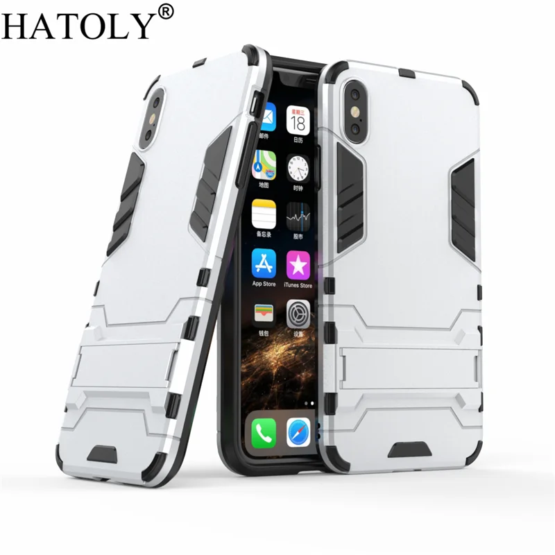 Чехол HATOLY для iPhone XS Max противоударный силиконовый чехол с роботом Твердый на