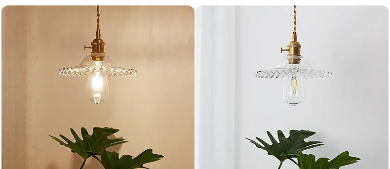 Glass Pendant Light Nordic Pendant Lamp Copper Lamp Brass Creative Minimalist E27 Transparent Lampshade For Restaurant Light