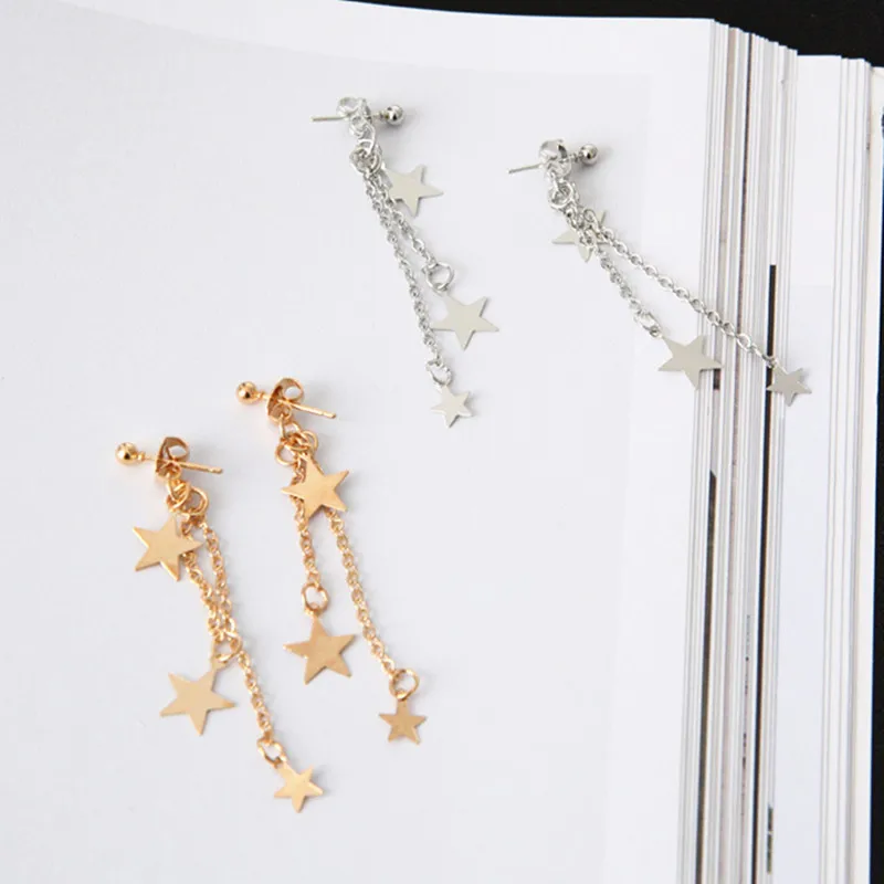 Retro Elegant Star Tassel Earrings For Women 2021 Europe And The United States Big Sequins Stud Jewelry Bijoux | Украшения и