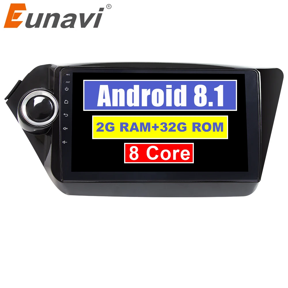 Eunavi android 8 1 автомобильный dvd-плеер gps навигация для Kia k2 RIO 2010 2011 2012 2013 2014 2015 2017