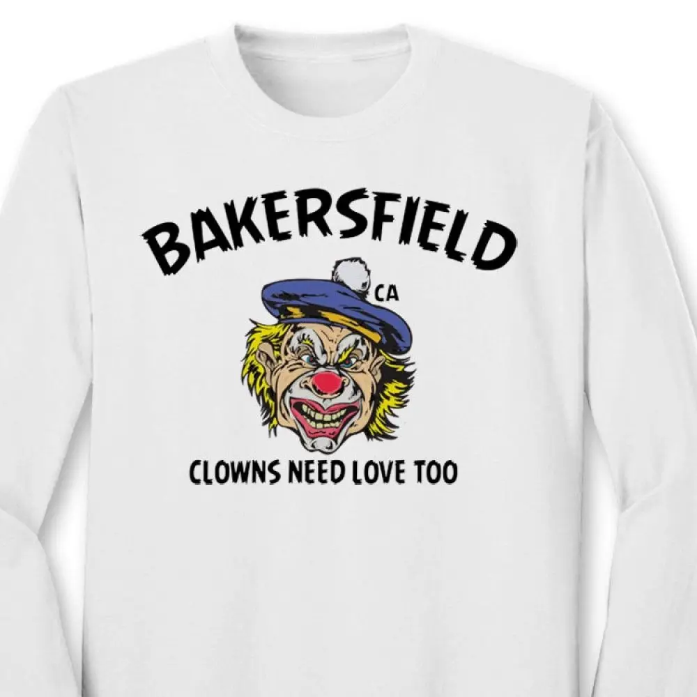 Футболка с длинными рукавами Bakersfield Ca Clowns Need Love Too Creepy Town Sightings | Мужская одежда