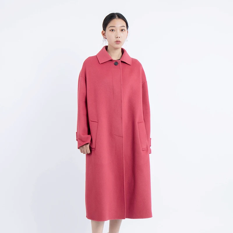 Женское пальто из 100% шерсти длинное и Свободное куртки в Корейском стиле зима 2019 |