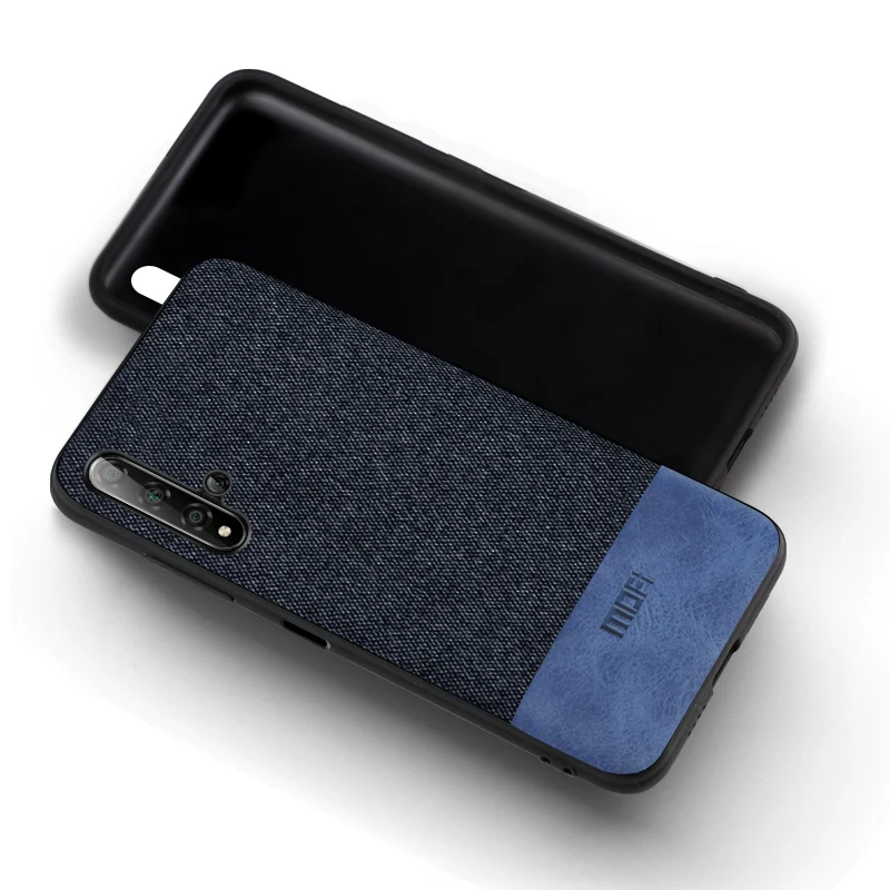Для huawei honor 20 чехол MOFi honor 20 pro задняя крышка Ткань защитный силиконовый capas honor 20 lite чехол s - Цвет: dark blue with blue