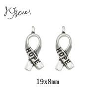 kjjewel antique silver plated hope cancer ribbon charms pendants jewelry findings accessories making fit bracelet diy 19x8mm