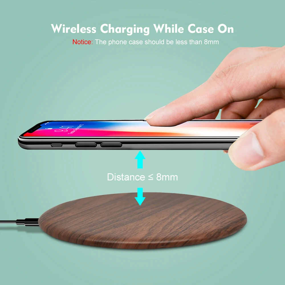 Беспроводная зарядная площадка Ascromy Wood Qi для Samsung S10 Huawei P30 Pro Xiaomi Mix 9 iPhone 15 Вт