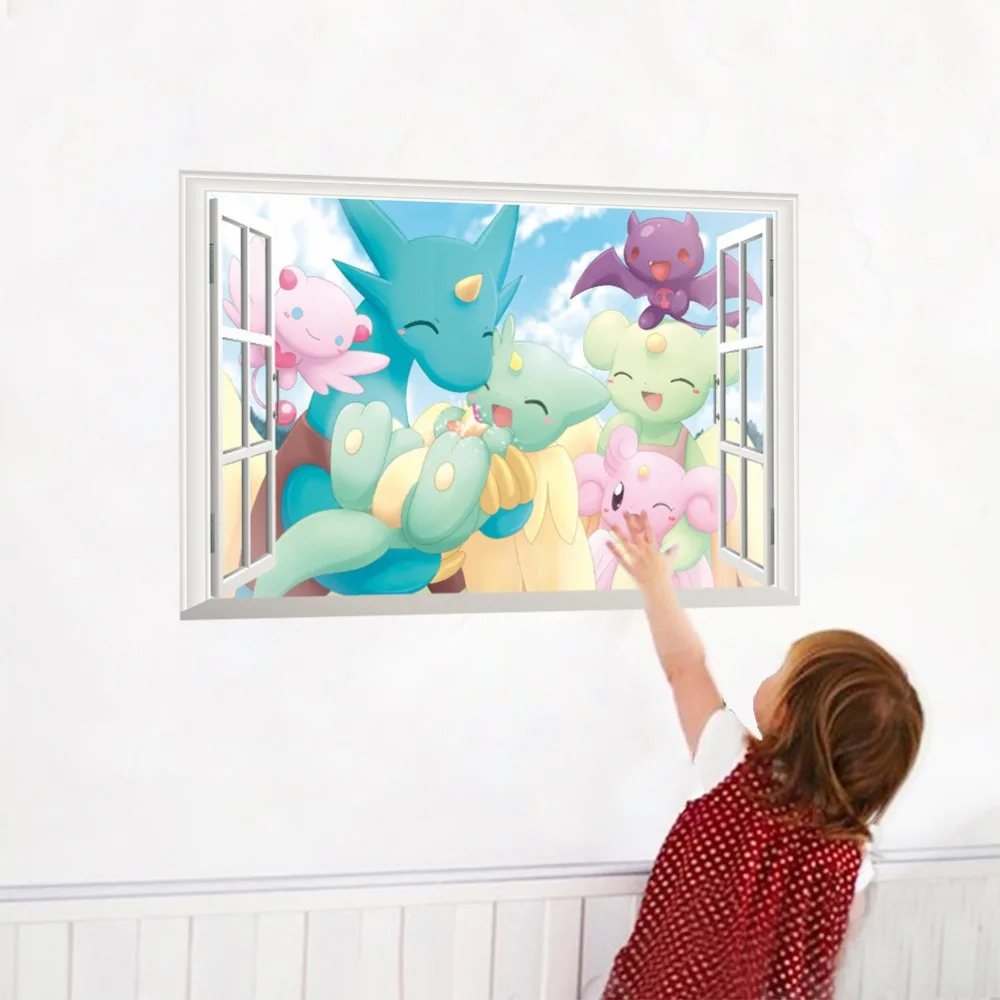 3D эффект мультфильм Pokemo наклейки на стену для детей комнаты домашний Декор