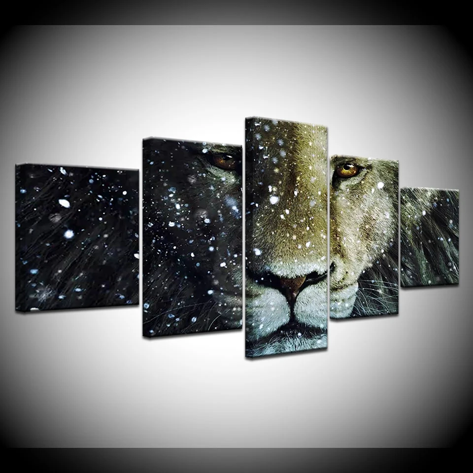 

Canvas Painting Narnia Lion animal 5 Pieces Wall Art Painting Modular Wallpapers Poster Print for living room Home Decor