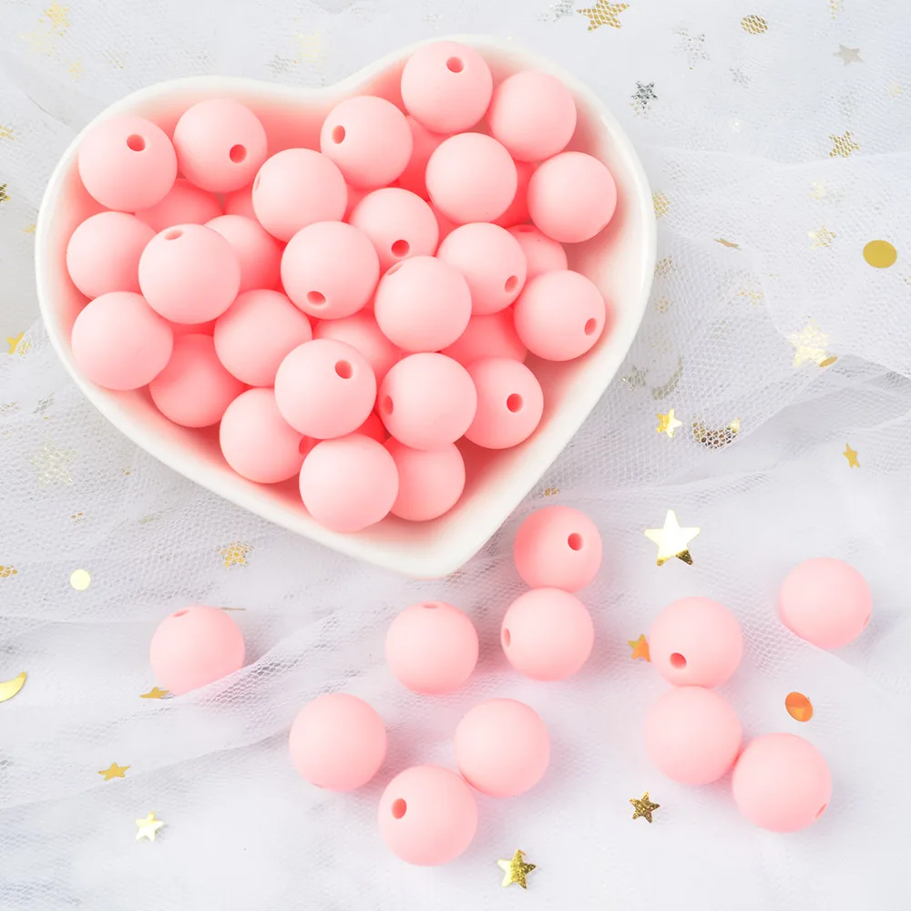 rose quartz LOFCA 30 шт. Силиконовые 12 мм бисер ребенок прорезывание зубов игрушка BPA бесплатно пищевого качества Детские Прорезыватели круглые свободные бусины DIY Уход ювелирные изделия ожерелье - Цвет: rose quartz
