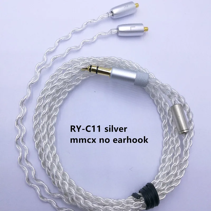 RY-c11 1,2 м DIY Замена кабеля 3,5 мм с серебряным покрытием Модернизированный проволока 4 многожильный провод кабель для ремонта Сделай Сам HIFI mmcx кабель для наушников - Цвет: RY-c11 silver mmcx n