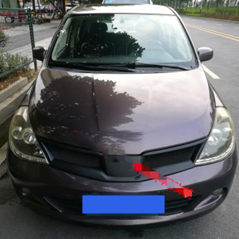 Использовать для Nissan Tiida гоночные грили 2008 09 10 лет углеродное волокно Refitt Передняя Центральная гоночная решетка крышка аксессуары без логотипа автомобиля