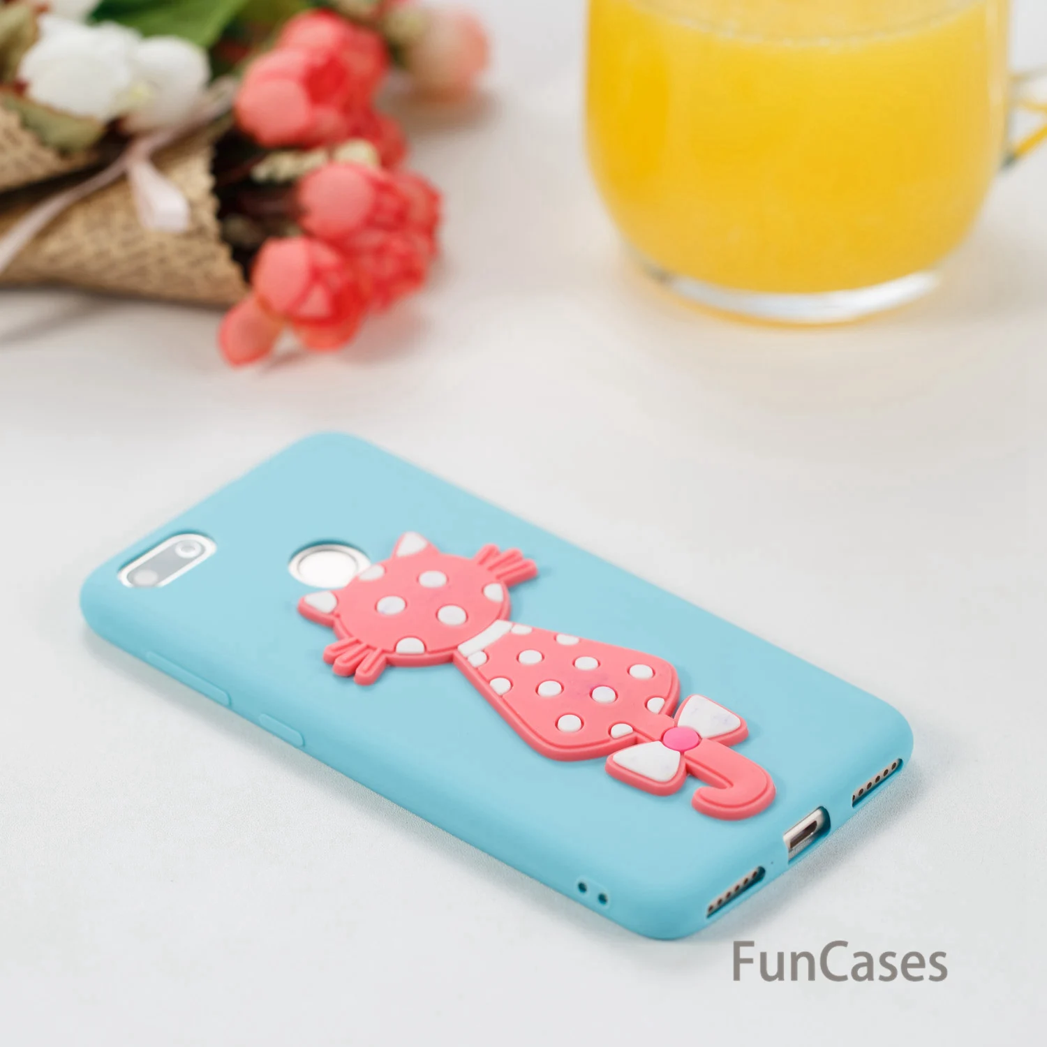 С милым рисунком кота чехол СПС Estuche huawei Enjoy 7 Мягкая силиконовая задняя крышка для